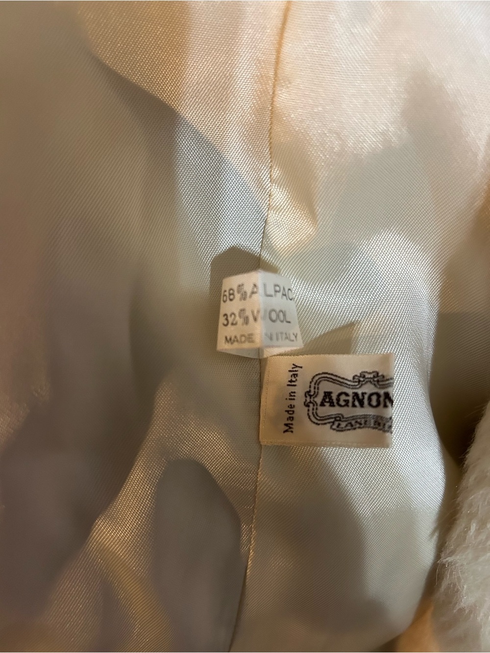 Vintage Saks Fifth Avenue Cream Long Alpaca Wool blend Coat - Picture 3 of 5